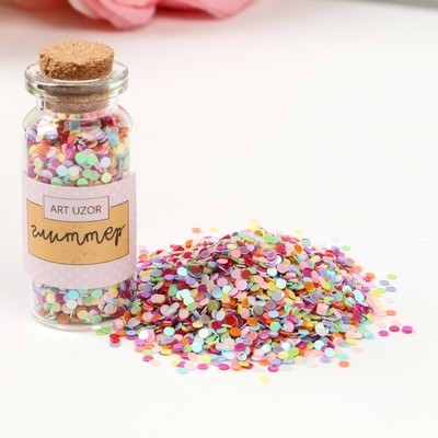 Глиттер в баночке «Конфетти», размер 2 мм, 7 г, 5×2×2 см, МИКС