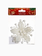 Ёлочная игрушка «Зимнее волшебство. Снежный цветок» пластик, 9 см, белый - фото 118957270