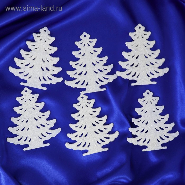 Ёлочные игрушки 6 шт. «Ёлочка замороженная» 8×8.5 см, белый - Фото 1