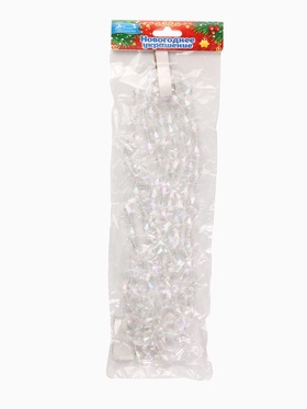 Бусы на ёлку «Льдинки», длина 2.7 м, d=10 мм, перламутровые