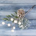 Еловая ветка декоративная «Зимнее волшебство. Грёзы», 16 см - Фото 1