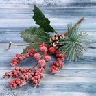 Декор "Зимние грезы" гроздь ягод шишка иней, 22 см - фото 318214545