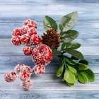Декор "Зимние грезы" ягоды иней шишка листья 18 см - Фото 2