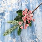 Декор "Зимние грезы" ветка хвои ягоды шишка, 27 см - фото 25121831