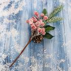 Еловая ветка декоративная «Зимнее волшебство. Грёзы», хвои, ягоды, шишка, 27 см - Фото 2