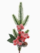 Еловая ветка декоративная «Зимнее волшебство. Грёзы», хвои, ягоды, шишка, 27 см - Фото 4