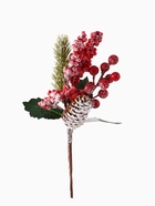 Еловая ветка декоративная «Зимнее волшебство. Грёзы», ягоды, шишка, иней, хвоя, 26 см (комплект 2 шт) - фото 59756189