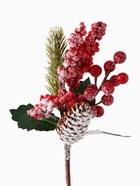 Еловая ветка декоративная «Зимнее волшебство. Грёзы», ягоды, шишка, иней, хвоя, 26 см - Фото 5