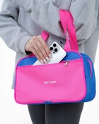 Сумка для обуви на молнии, наружный карман, TEXTURA, цвет синий/розовый - Фото 5