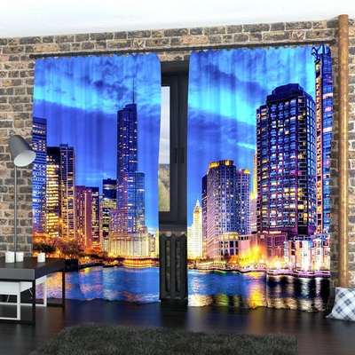 Фотошторы «Рассвет в мегаполисе», размер 145 х 260 см, габардин