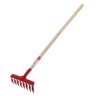 Грабли прямые, повёрнутый зубец, 8 зубцов, деревянный черенок - Фото 1