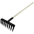 Грабли прямые, повёрнутый зубец, 8 зубцов, деревянный черенок - Фото 4