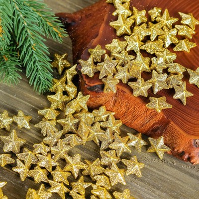 Фигурка для поделок и декора "Звезда", набор 80 шт., размер 1 шт. 1,5×1,5×1 см, цвет золото