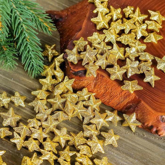 Фигурка для поделок и декора "Звезда", набор 80 шт., размер 1 шт. 1,5×1,5×1 см, цвет золото - Фото 1