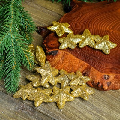 Фигурка для поделок и декора «Звезда», набор 15 шт., размер 1 шт. 3.5×3.5×2 см, золотой