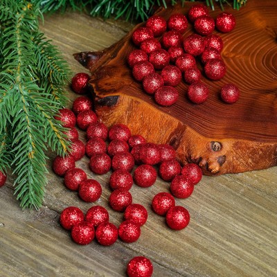 Фигурка для поделок и декора «Шар», набор 55 шт., размер 1 шт.: 0.5 — 1 см, красная