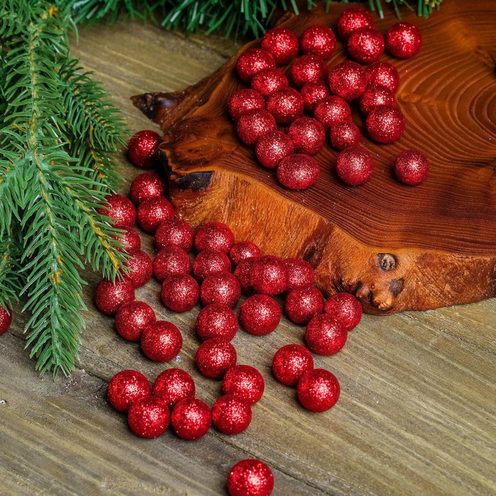 Фигурка для поделок и декора «Шар», набор 55 шт., размер 1 шт.: 0.5 — 1 см, красная - Фото 1