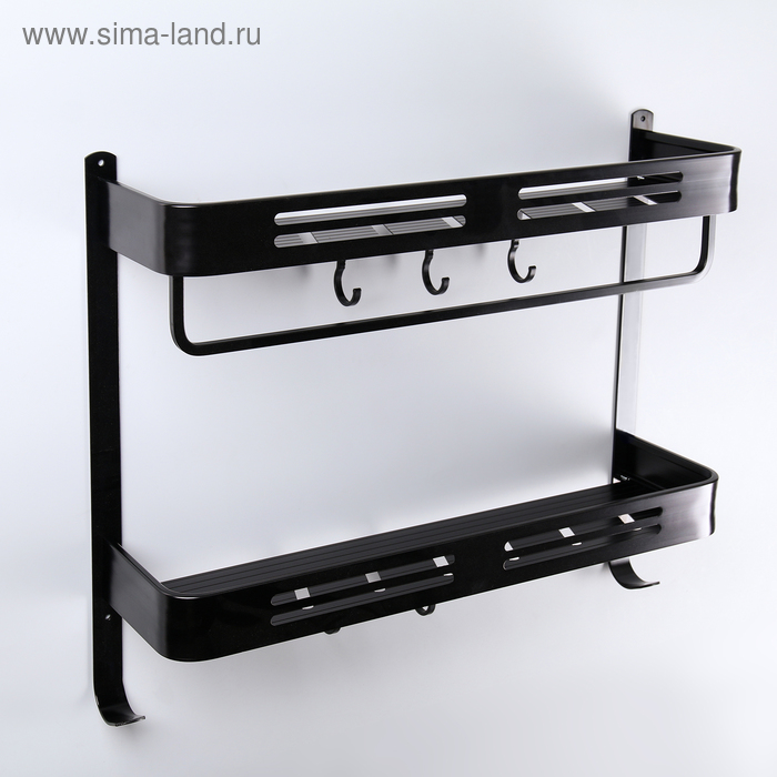 Полка 2-х ярусная, 50×12,6×43,6 см, цвет чёрный - Фото 1