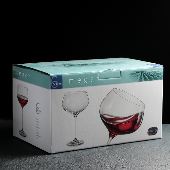 Набор бокалов для вина Bohemia Crystal «Меган», 500 мл, 6 шт - фото 1889367565