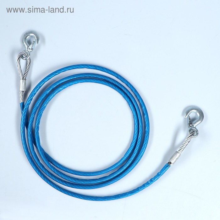 УЦЕНКА Трос буксировочный металлический TORSO в оплётке, 4 м, 8 тонн, 2 крюка - Фото 1