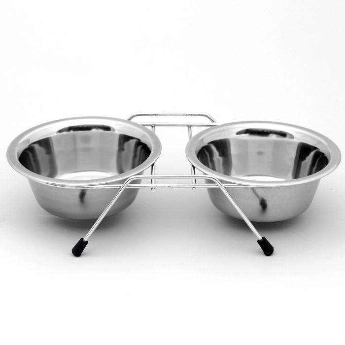 Набор: миска двойная на подставке VM-2700 (G), 2*360 мл - Фото 1