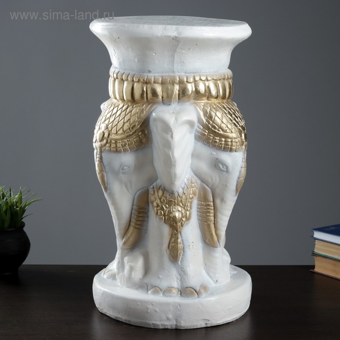 Подставка-тумба "Слоны"   белый с золотом - Фото 1