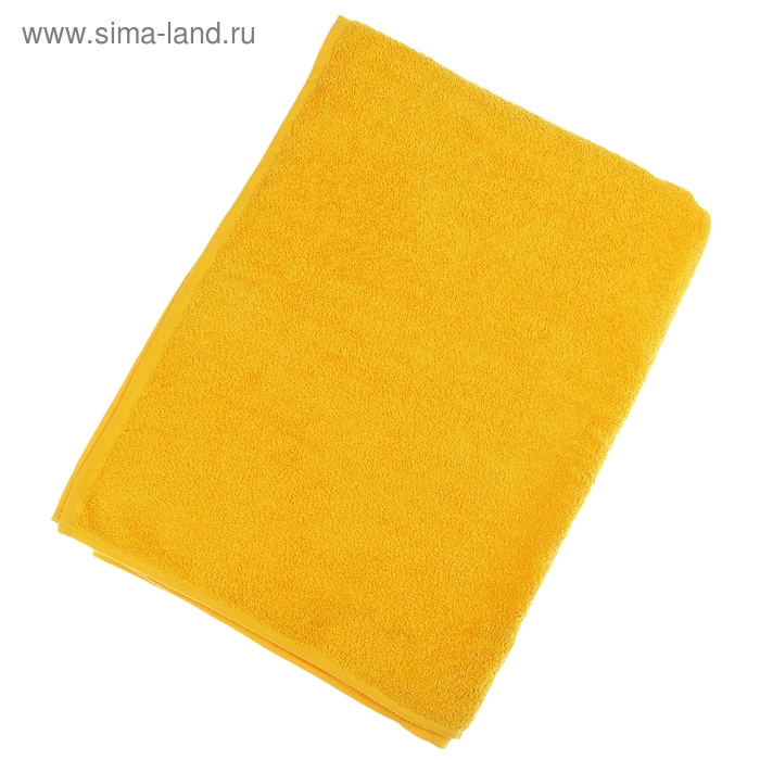 Простыня махровая, однотонная, цвет жёлтый, 155х200 см - Фото 1