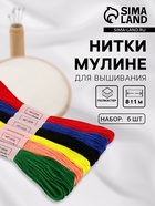 Нитки мулине №14, 8±1 м, набор 6 шт., разноцветные - Фото 1