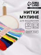 Нитки мулине №13/14, 8±1 м, набор 12 шт., разноцветные - Фото 1
