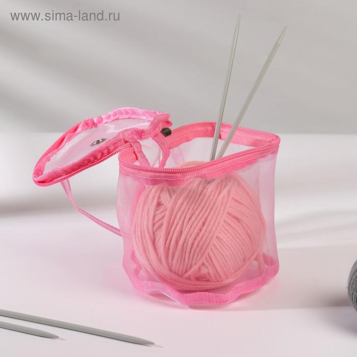 Сумка для вязания, d = 13,5 см, 14 см, цвет розовый - Фото 1