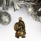 Декор для творчества металл "Дед Мороз с мешком подарков" бронза 2,2х1,1 см - фото 8848016