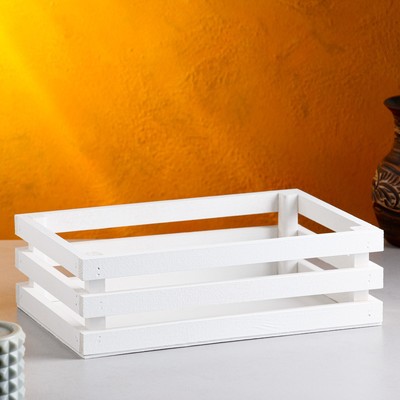 Кашпо для цветов Classic, 30×20×9.5 см, деревянное, белое