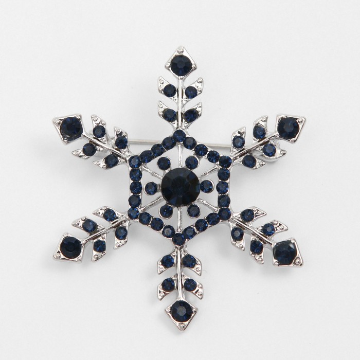 Брошь «Снежинка» самая красивая, цвет голубой в серебре - Фото 1