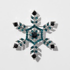 Брошь новогодняя "Снежинка" самая красивая, цвет голубой в серебре - фото 26433738