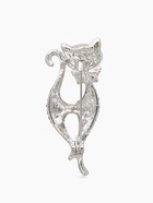 Брошь «Кошка» изящная с бантом, белая в серебре - Фото 2