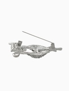 Брошь «Кошка» изящная с бантом, белая в серебре - Фото 5