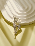 Брошь «Кошка» изящная с бантом, белая в серебре - Фото 3