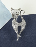 Брошь «Кошка» изящная с бантом, белая в серебре - Фото 7