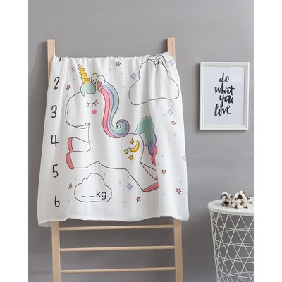 Пелёнка муслиновая Крошка Я «Единорог» 110×120 см, 70% бамбук, 30% хлопок