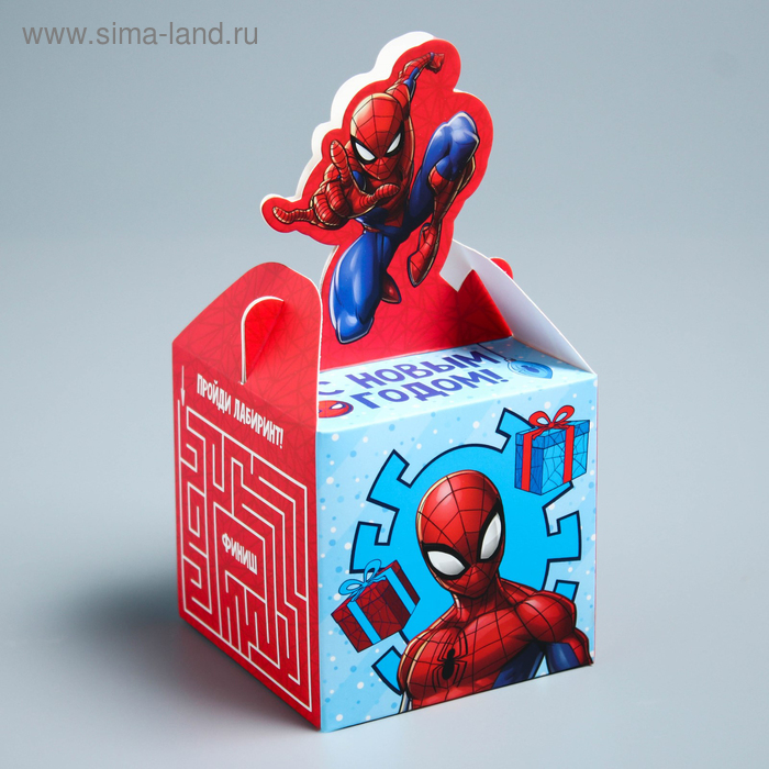 Коробка складная "С Новым годом!", Человек-паук, 9 х 9 х 9 см - Фото 1