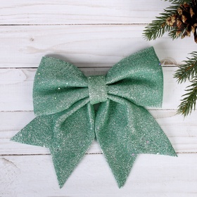 Ёлочная игрушка «Зимнее волшебство. Бант блеск» пластик, 20?18 см, светло-зелёный (комплект 2 шт)