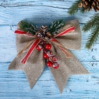 Ёлочная игрушка «Зимнее волшебство. Бант - шишки, ягодки» пластик, 21×18 см, бежевый - Фото 7