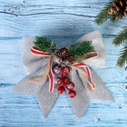 Ёлочная игрушка «Зимнее волшебство. Бант - шишки, ягодки» пластик, 21×18 см, серебро - Фото 7