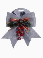 Ёлочная игрушка «Зимнее волшебство. Бант - шишки, ягодки» пластик, 21×18 см, серебро - Фото 6