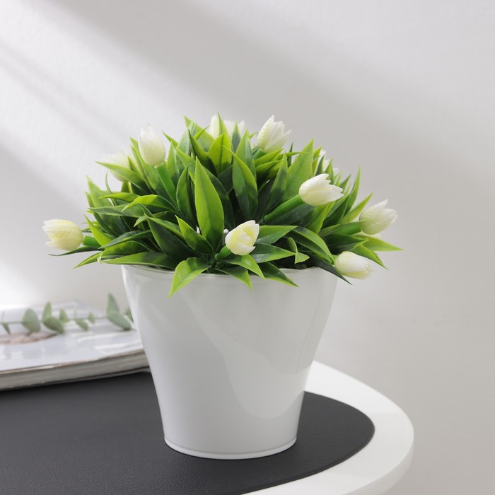 Кашпо для цветов со вставкой «Афина», 1 л, белое - Фото 1