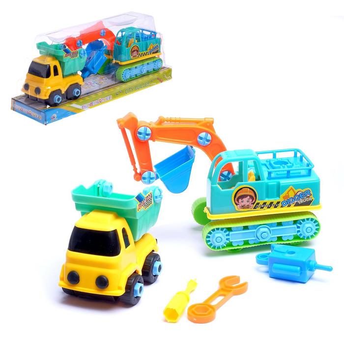 Конструктор винтовой «Экскаватор с грузовиком» - Фото 1