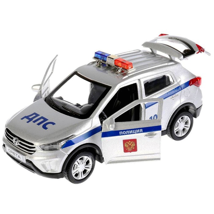 Машина металлическая Hyundai Creta «Полиция», 12 см, световые и звуковые эффекты, открываются двери - фото 1905570818