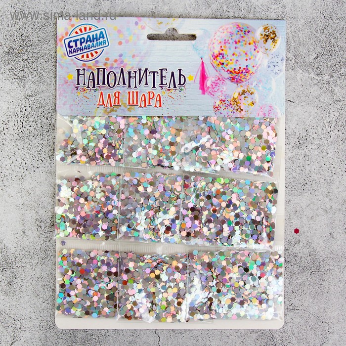 Наполнитель для воздушных шаров «Шестиугольник», 0,3 см, набор 9 шт., цвет серебро - Фото 1