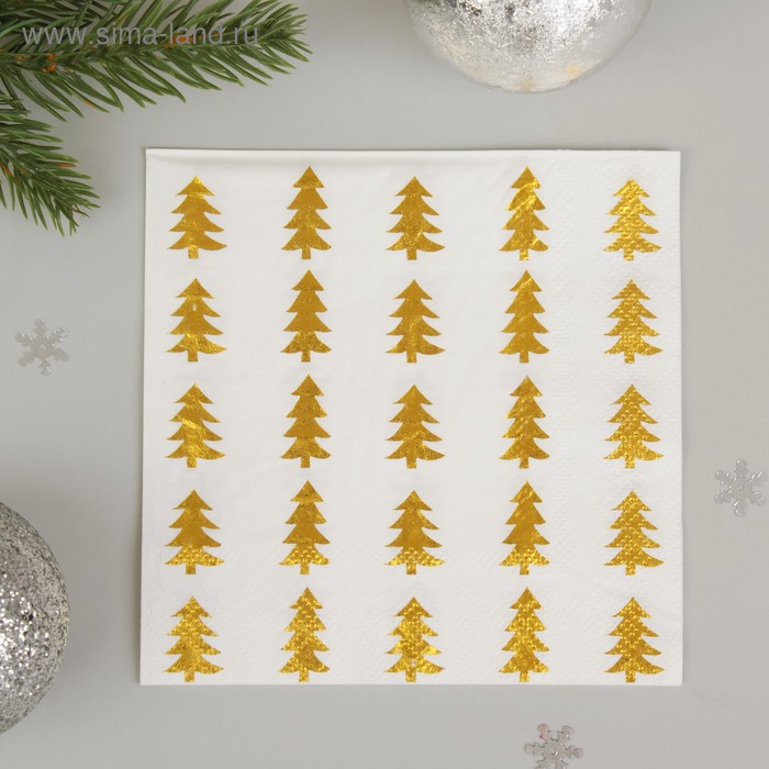Салфетки бумажные «Ёлочки», 25х25 см, набор 20 шт. - Фото 1