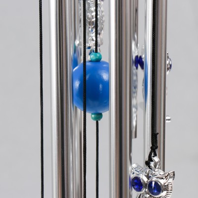 Музыка ветра «Сова со стразами», металл, пластик, 5 трубочек, 6 сов, 50×8.5×8.5 см